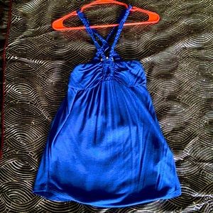 Blue crisscross straps top